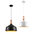 Lampadario a sospensione E27 industriale metallo nero o bianco interno oro