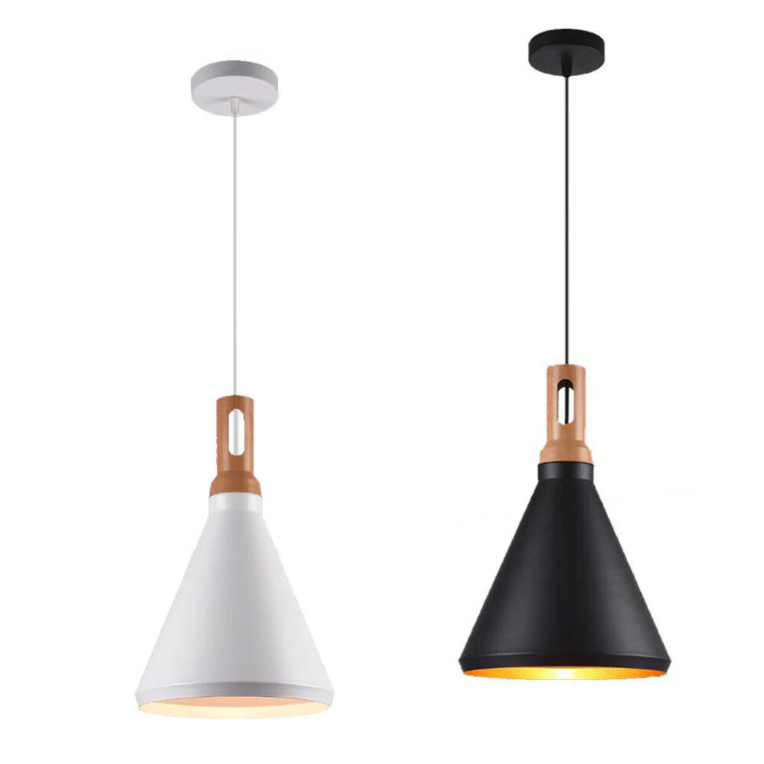 Lampadario a sospensione E27 design industriale metallo nero o bianco