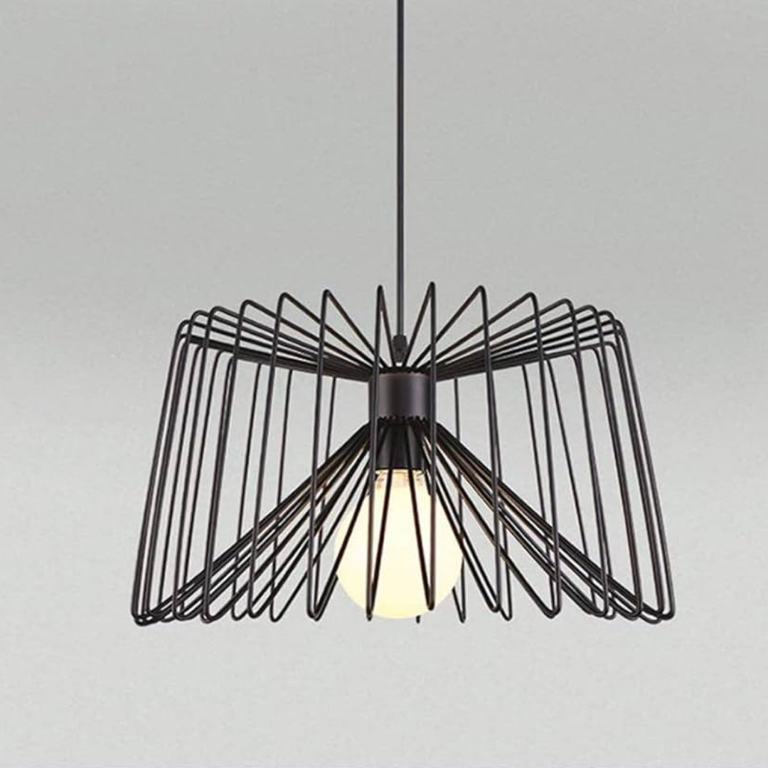 Lampadario a sospensione E27 design geometrico in metallo nero