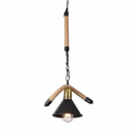 Lampadario a sospensione rustico 1 luce E27 in corda canapa e metallo