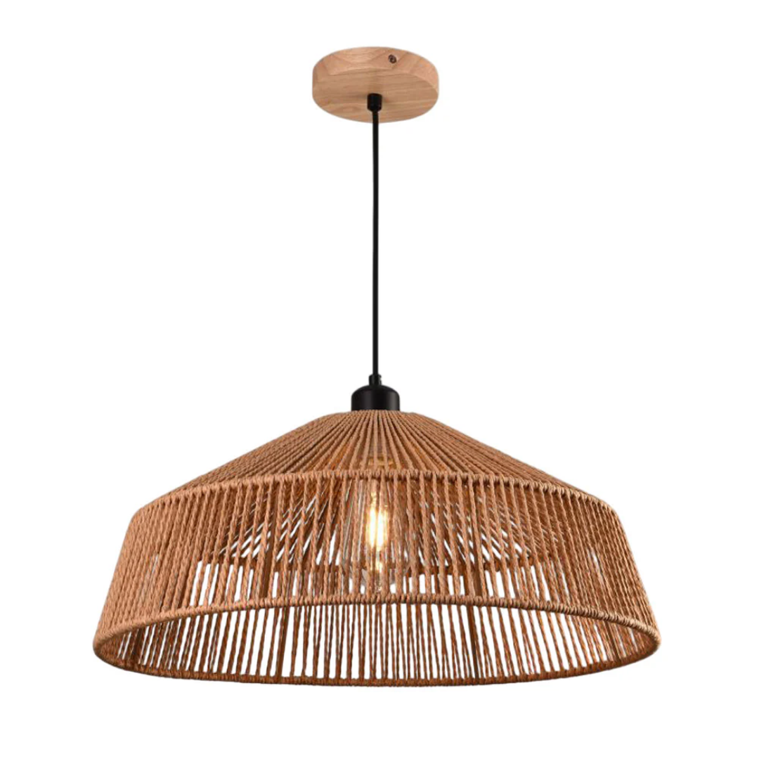 Lampadario a sospensione E27 in corda naturale intrecciata stile boho moderno