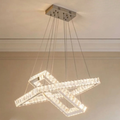 Lampadario LED moderno 46W design geometrico con cristalli e CCT regolabile