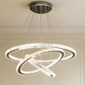 Lampadario LED moderno 54W anelli intrecciati effetto cristallo con telecomando CCT