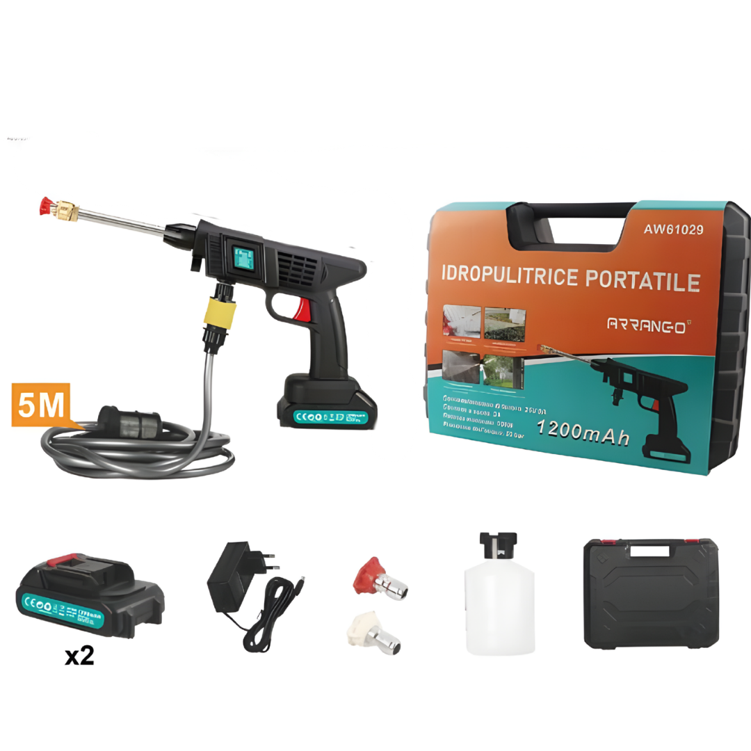 Idropulitrice Portatile a Batteria con Accessori Inclusi
