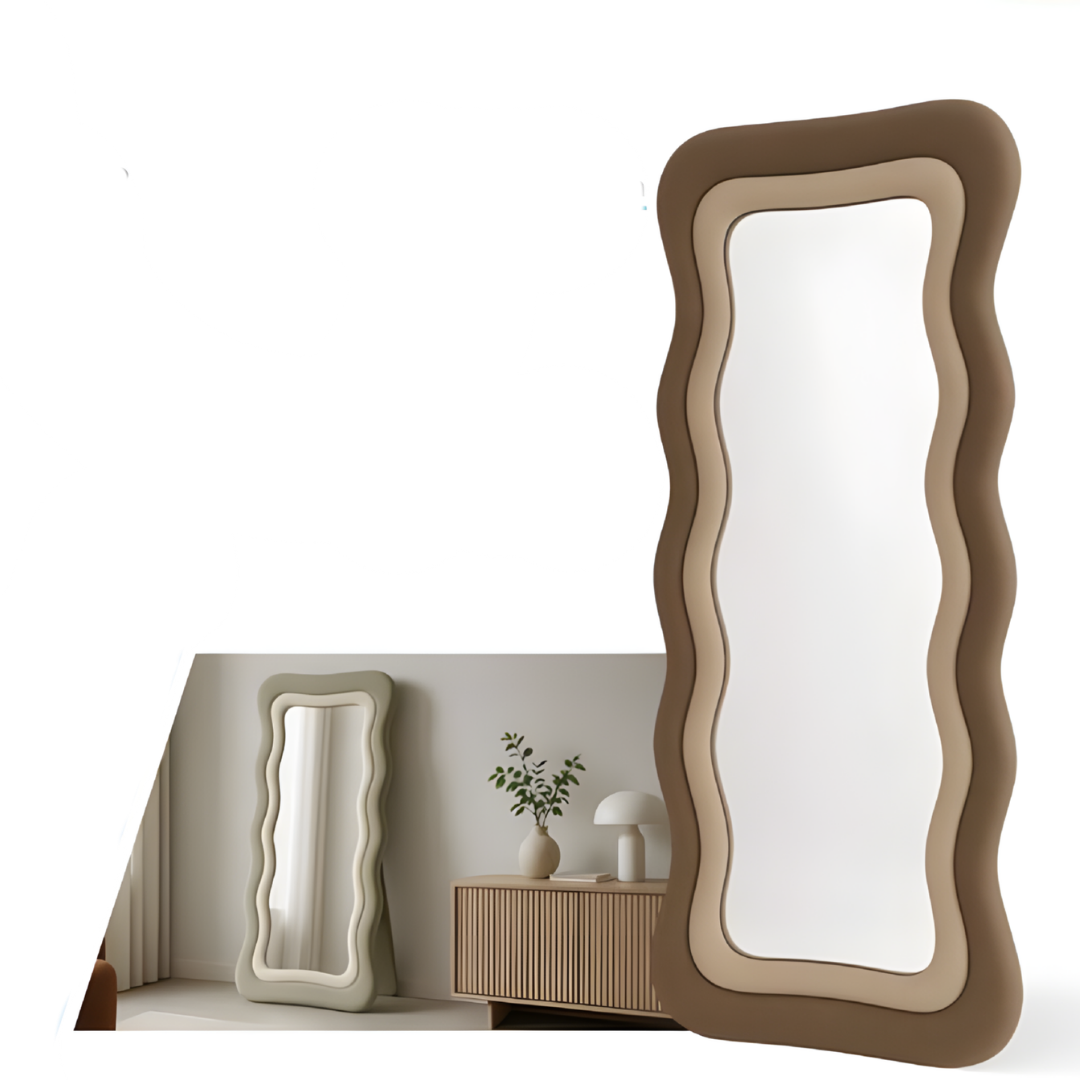 Specchio da Terra Design Ondulato Rivestimento in Microfibra