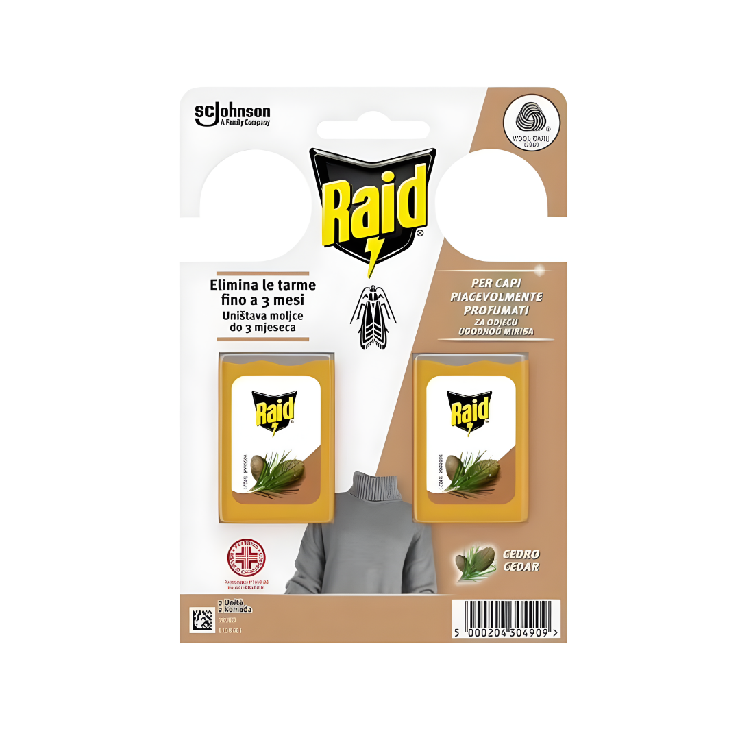 Raid Antitarme Gel Cedro 2 Pezzi Armadi Protezione 3 Mesi
