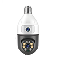 Telecamera WiFi Lampadina 1080P Doppio Obiettivo con Visione Notturna