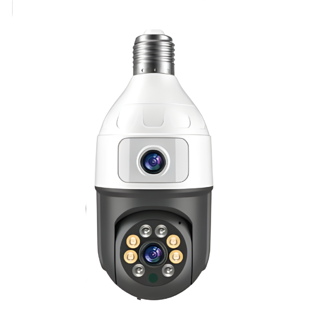 Telecamera WiFi Lampadina 1080P Doppio Obiettivo con Visione Notturna