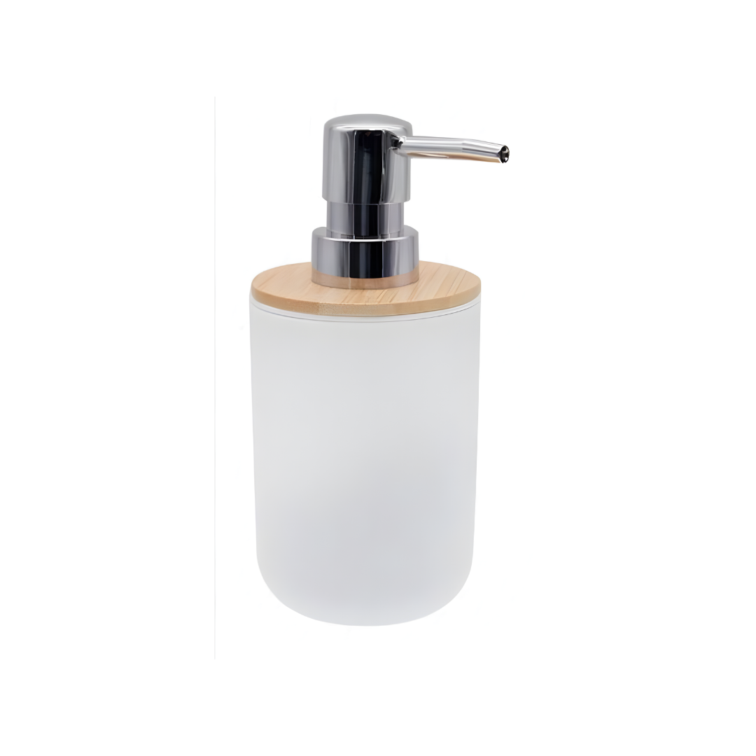 Dispenser Sapone in PP e Bambù Design Moderno Bagno