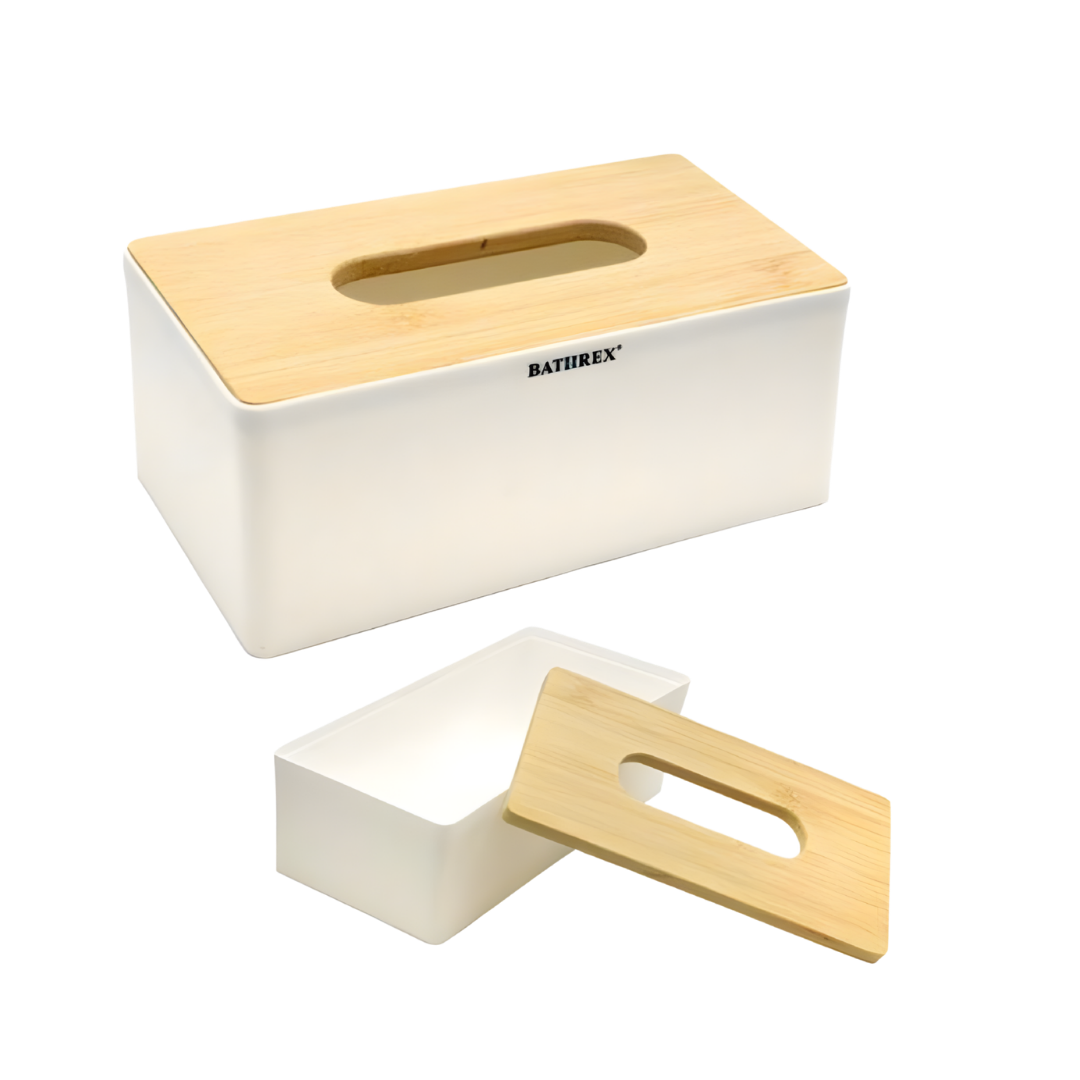 Porta Veline Rettangolare con Coperchio in Bambù