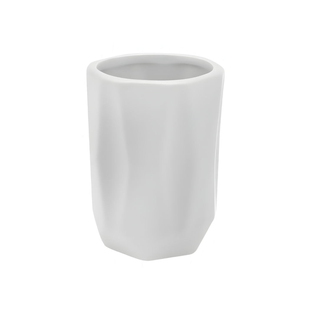 Bicchiere Bagno in Ceramica Bianco Porta Spazzolini Design