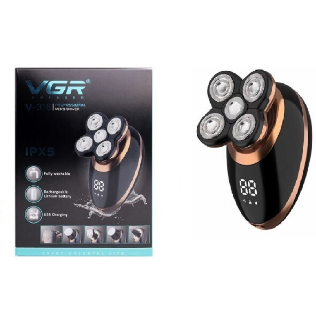 Rasoio Elettrico V-316 5 Testine IPX5 Ricaricabile USB