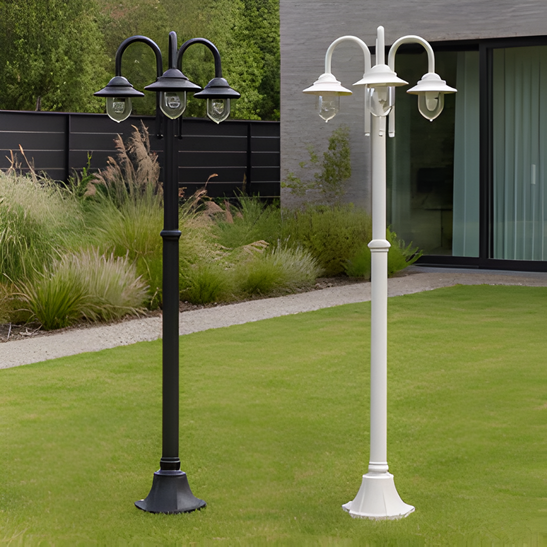 Lampione da giardino 3xE27 IP54 nero o bianco stile classico esterno