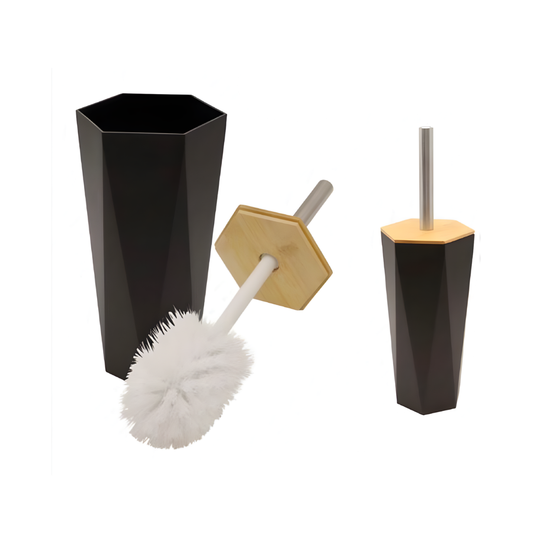 Scopino WC con Porta Scopino Nero Design Moderno