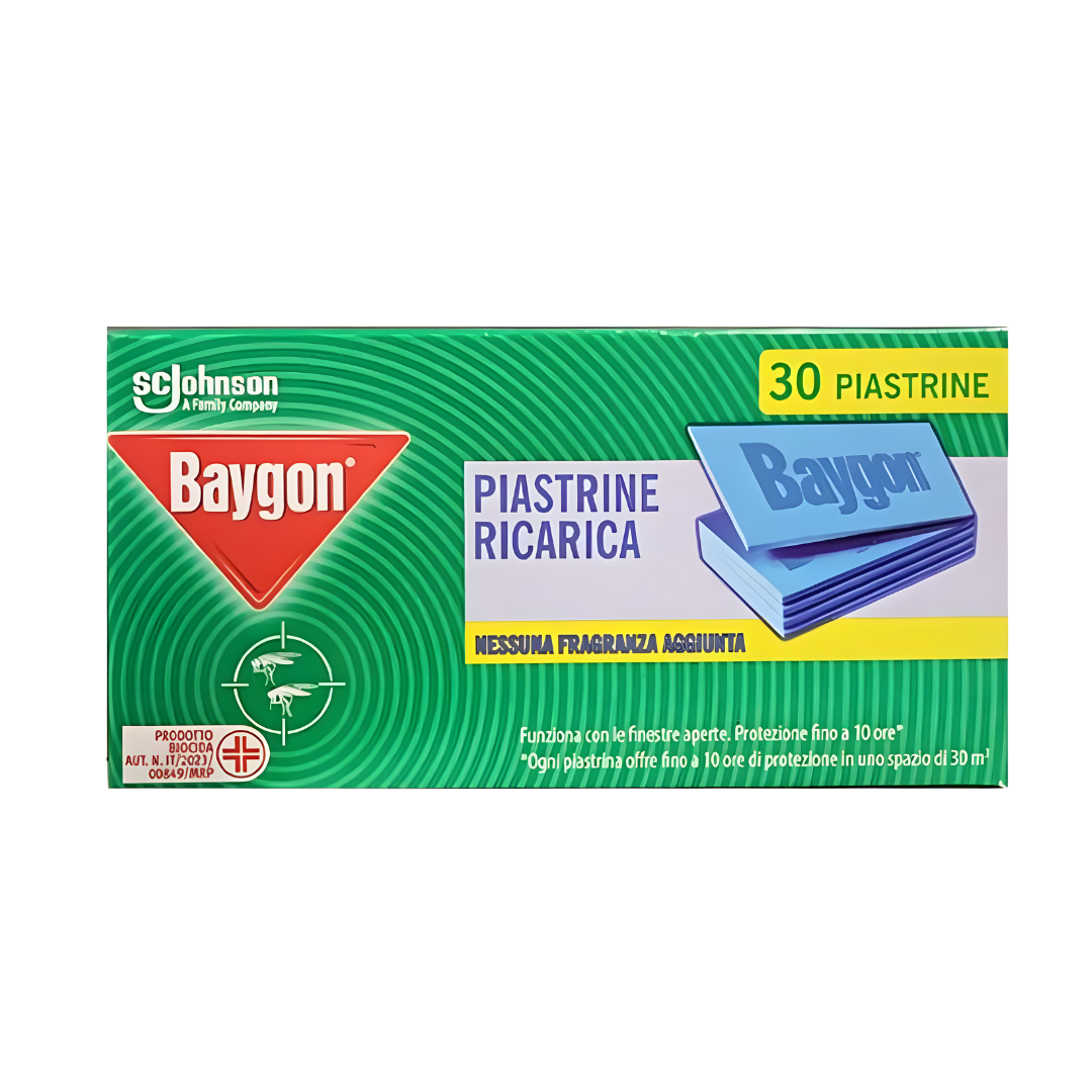 Baygon Piastrine Antizanzare Ricarica 30 Pezzi Senza Profumo